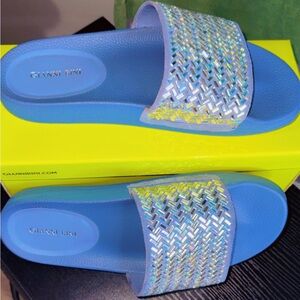 Gianni Bini Blue Slide Sandals